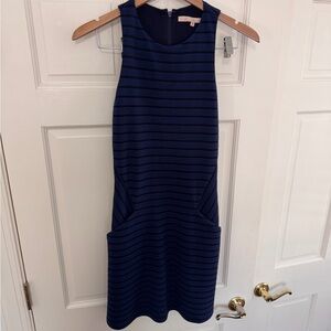 Super Adorable and Comfortable Hutch Navy Striped Midi Dress with Pockets